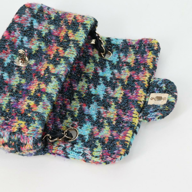 【日本直送】香奈兒鏈條肩背包，斜紋軟呢布料，藍色，金色雙C標誌，正品編號134856SM-19