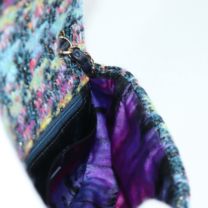 【日本直送】香奈兒鏈條肩背包，斜紋軟呢布料，藍色，金色雙C標誌，正品編號134856SM-21