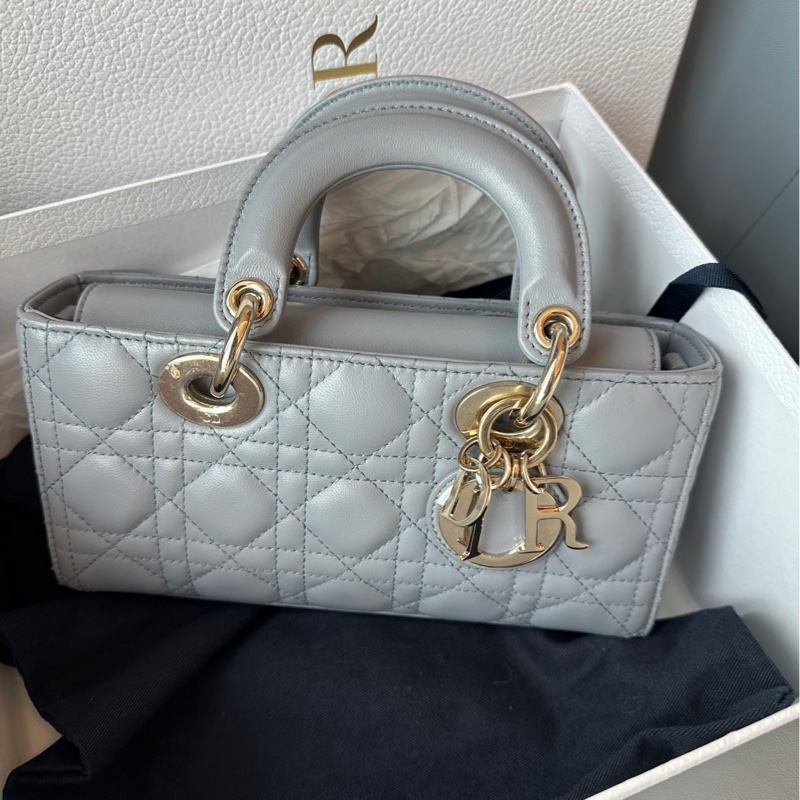 DIOR 迪奧 戴妃 橫版小號 狀態非常好，藍色羊皮-0