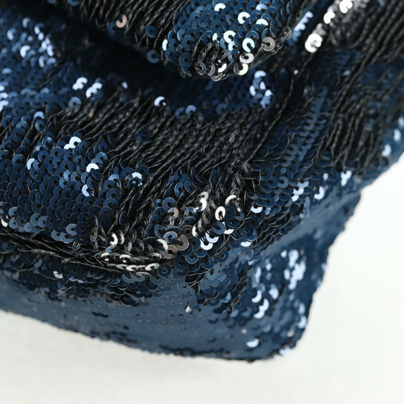 【日本直送】香奈兒亮片藍色銀色雙C標誌單背包 Auth 138088SM-15