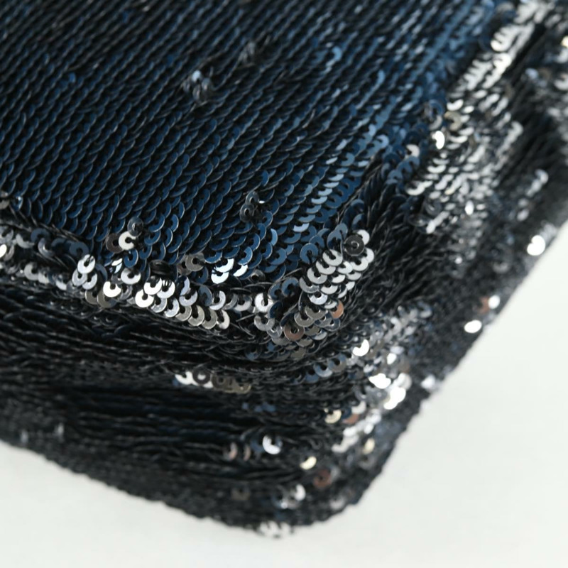 【日本直送】香奈兒亮片藍色銀色雙C標誌單背包 Auth 138088SM-17