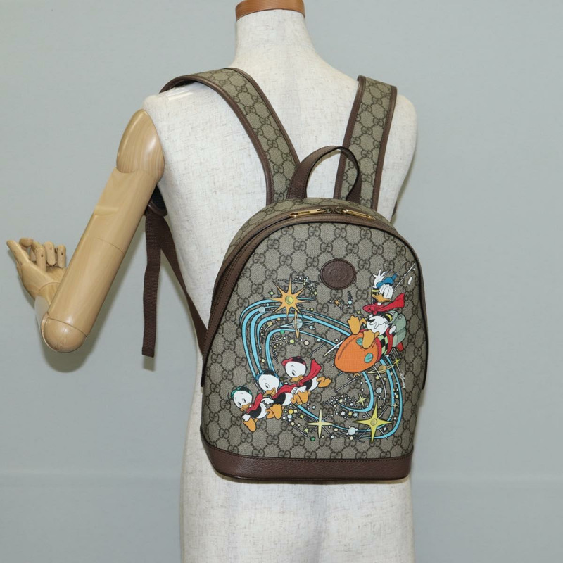 【日本直送】GUCCI GG Supreme Disney 聯名雙肩包 PVC 米色 金色 552884 正品 141154SM-28