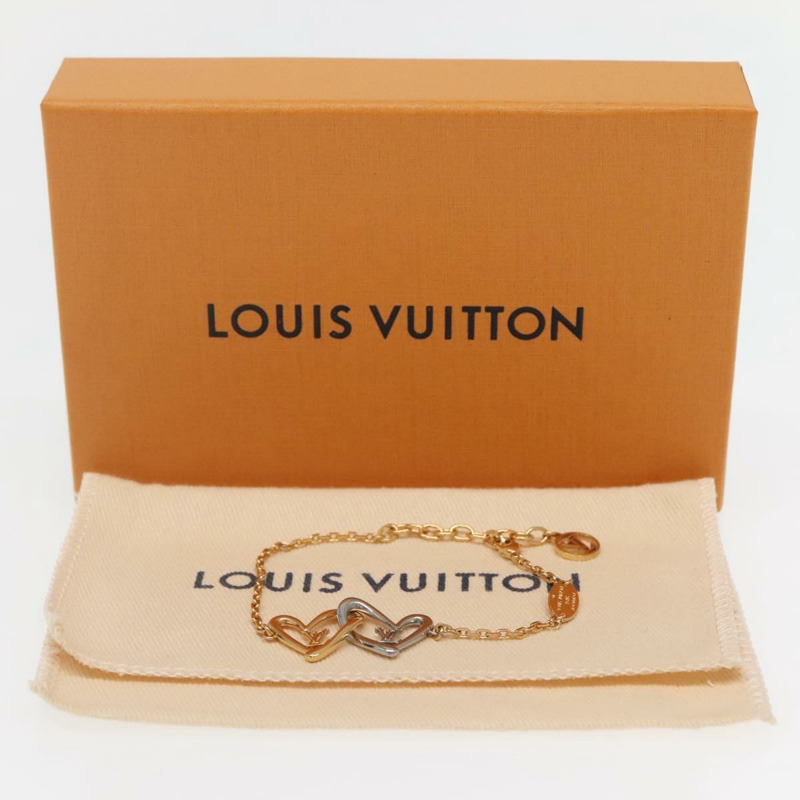 【日本直送】路易威登 (LOUIS VUITTON) 黃銅心形「墜入愛河」手鐲 金色 M00466 LV Auth 142406SAM-11