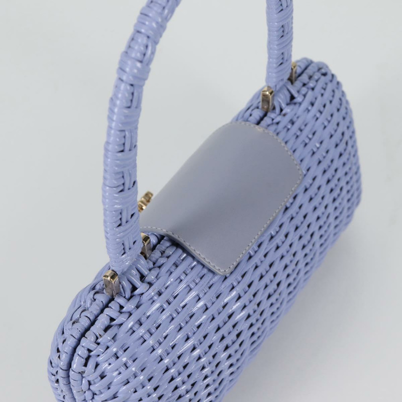 【日本直送】Salvatore Ferragamo Gancini 手提包 藤編 紫色 金飾 正品 141146SAV-5