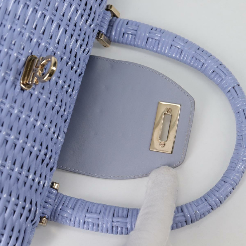 【日本直送】Salvatore Ferragamo Gancini 手提包 藤編 紫色 金飾 正品 141146SAV-17