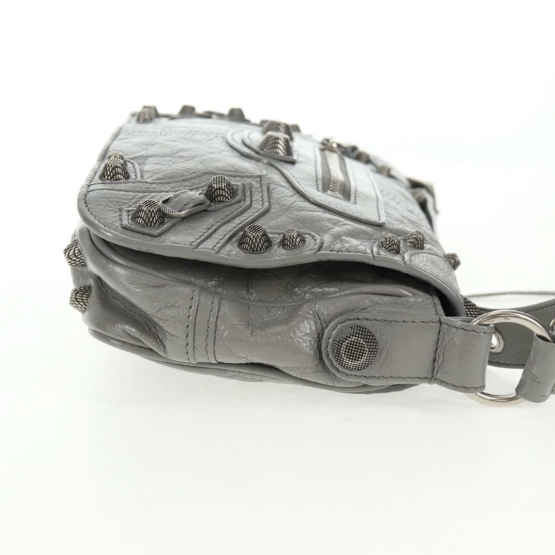 【日本直送】BALENCIAGA翻蓋包 XS 單肩包 皮革 兩用 灰色/銀色 719082 正品 128190SAM-3