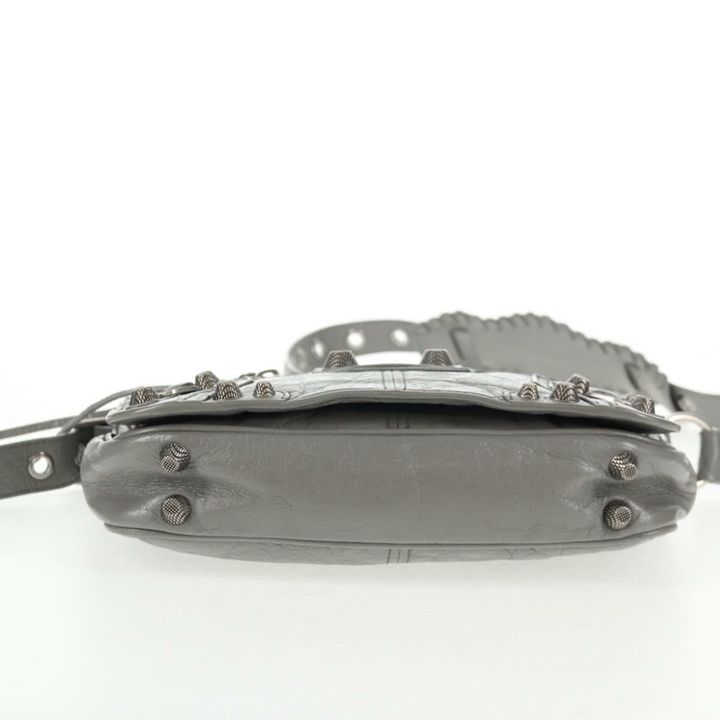 【日本直送】BALENCIAGA翻蓋包 XS 單肩包 皮革 兩用 灰色/銀色 719082 正品 128190SAM-4