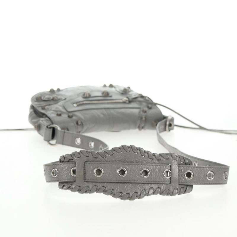 【日本直送】BALENCIAGA翻蓋包 XS 單肩包 皮革 兩用 灰色/銀色 719082 正品 128190SAM-6