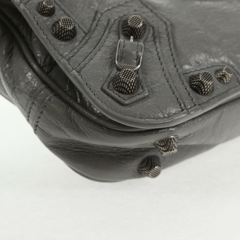 【日本直送】BALENCIAGA翻蓋包 XS 單肩包 皮革 兩用 灰色/銀色 719082 正品 128190SAM-13