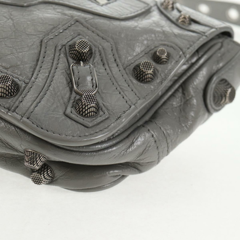 【日本直送】BALENCIAGA翻蓋包 XS 單肩包 皮革 兩用 灰色/銀色 719082 正品 128190SAM-14