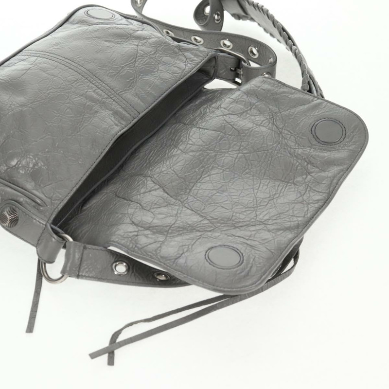 【日本直送】BALENCIAGA翻蓋包 XS 單肩包 皮革 兩用 灰色/銀色 719082 正品 128190SAM-19