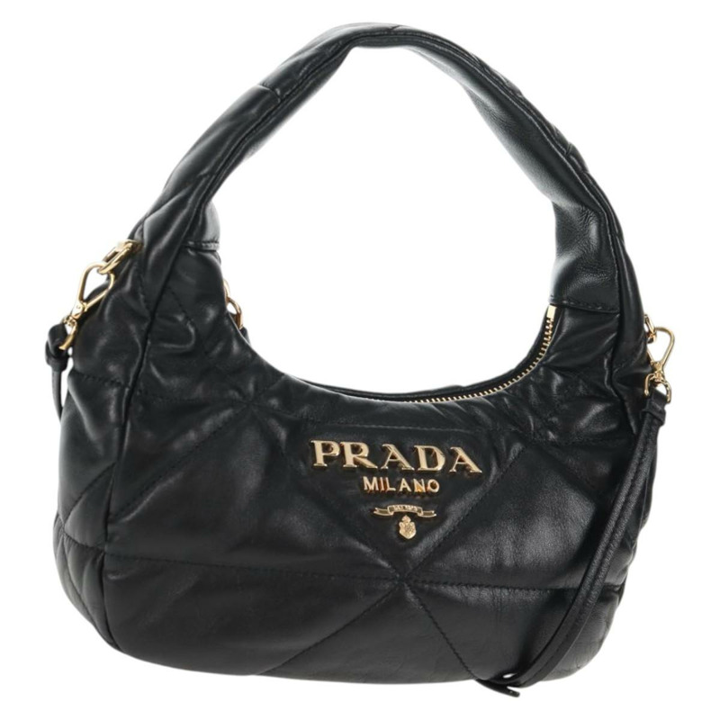 【日本直送】PRADA 手提包 皮革 兩用 黑色 金色 正品 128189SAM-0