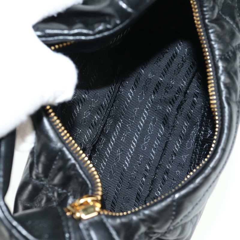 【日本直送】PRADA 手提包 皮革 兩用 黑色 金色 正品 128189SAM-9