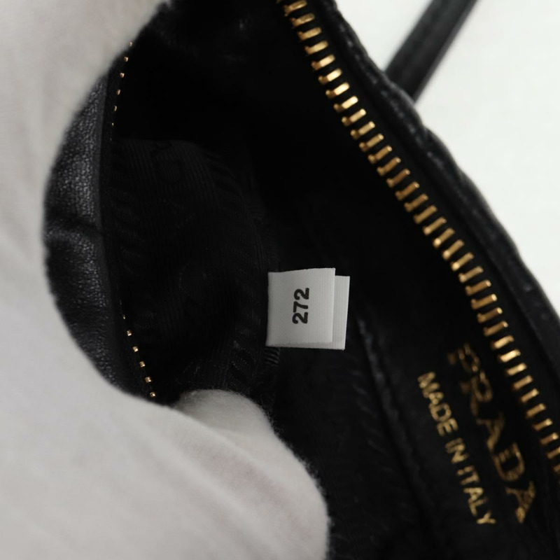 【日本直送】PRADA 手提包 皮革 兩用 黑色 金色 正品 128189SAM-10