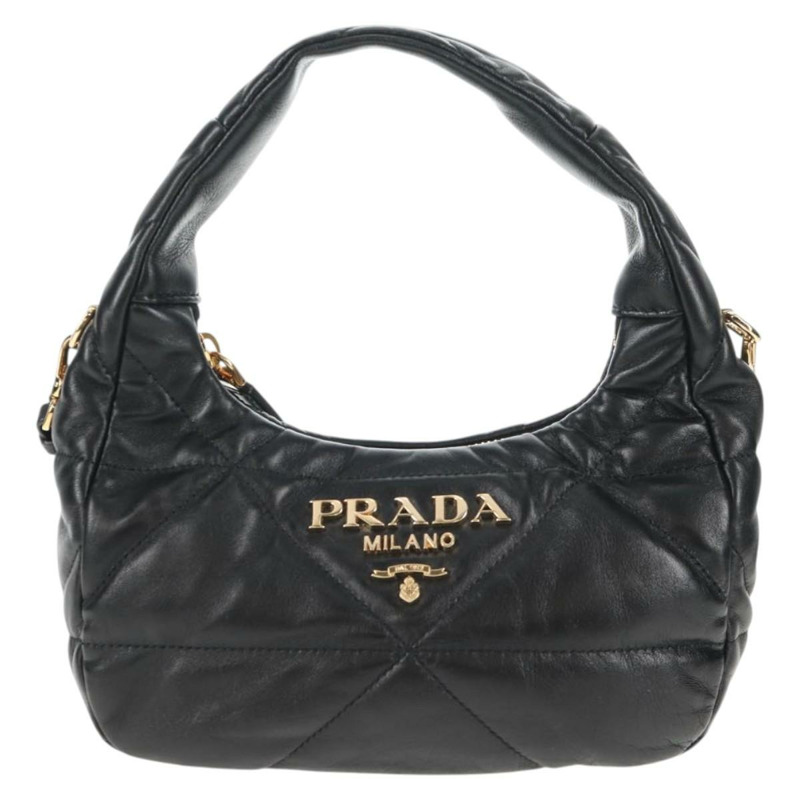 【日本直送】PRADA 手提包 皮革 兩用 黑色 金色 正品 128189SAM-12