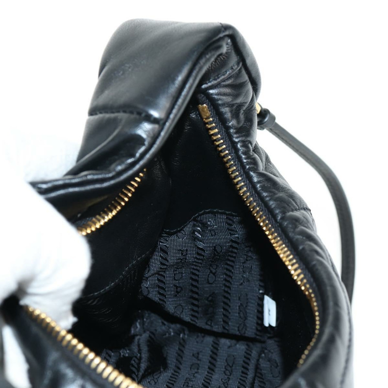 【日本直送】PRADA 手提包 皮革 兩用 黑色 金色 正品 128189SAM-24