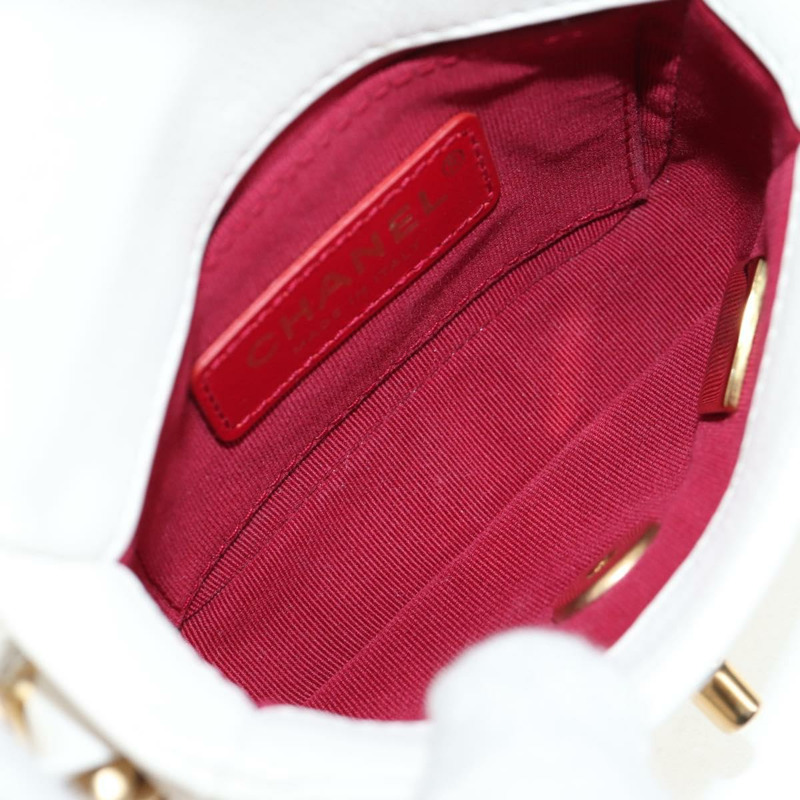 【日本直送】香奈兒鏈絎縫單肩包，羊皮材質，白色金色雙C標誌，正品編號140124SAM-9