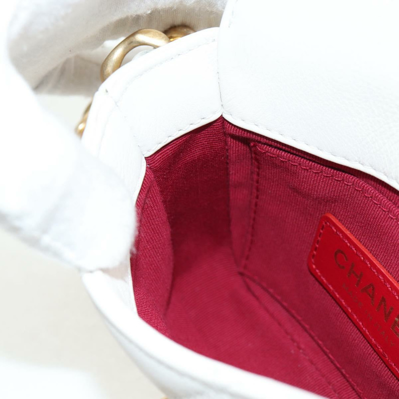 【日本直送】香奈兒鏈絎縫單肩包，羊皮材質，白色金色雙C標誌，正品編號140124SAM-23