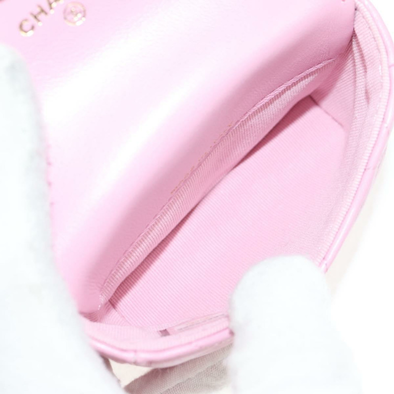 【日本直送】香奈兒 (CHANEL) 絎縫鏈條單肩包，羊皮材質，粉紅色金色雙C標誌，正品編號 140756SAM-8