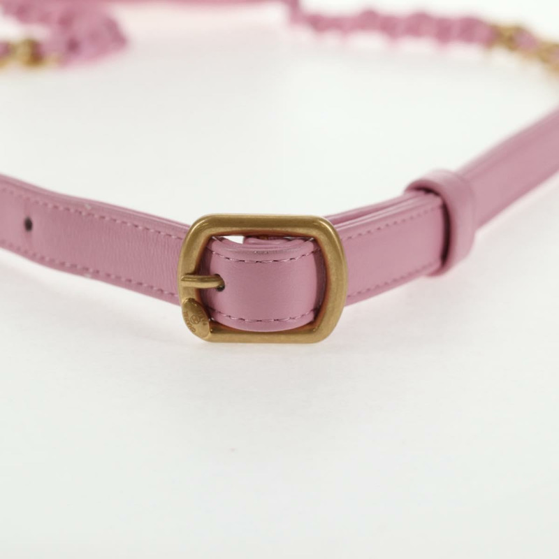 【日本直送】香奈兒 (CHANEL) 絎縫鏈條單肩包，羊皮材質，粉紅色金色雙C標誌，正品編號 140756SAM-13