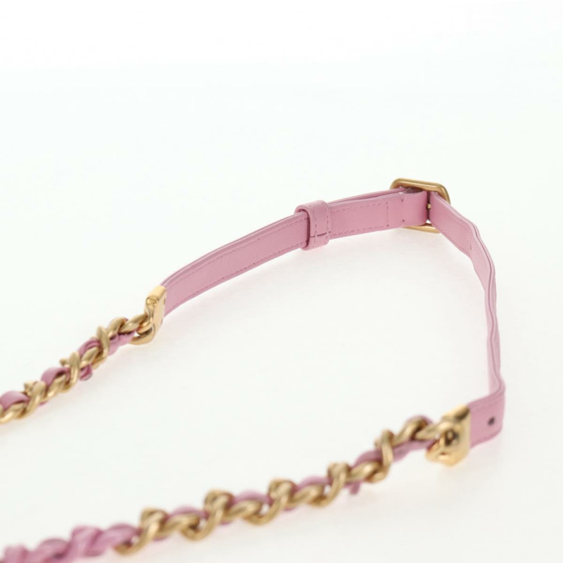 【日本直送】香奈兒 (CHANEL) 絎縫鏈條單肩包，羊皮材質，粉紅色金色雙C標誌，正品編號 140756SAM-15