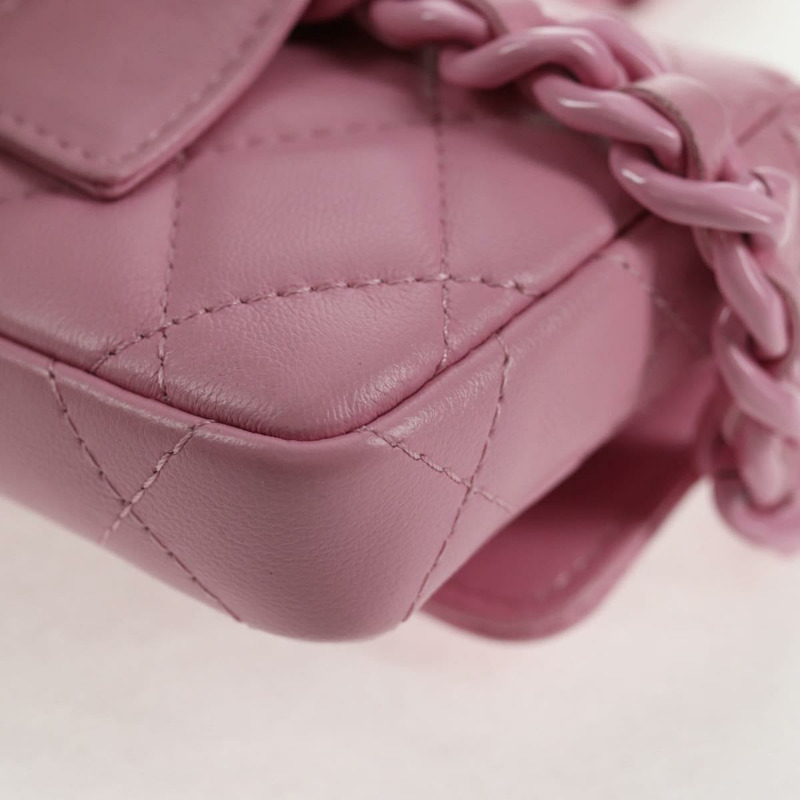 【日本直送】香奈兒 (CHANEL) 絎縫鏈條單肩包，羊皮材質，粉紅色金色雙C標誌，正品編號 140756SAM-21