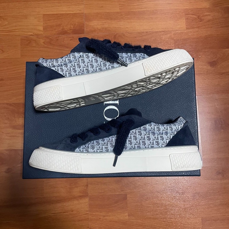 Dior迪奧b33厚底板鞋 時尚CD滿印款 藍白色 44碼-1