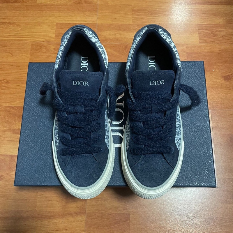 Dior迪奧b33厚底板鞋 時尚CD滿印款 藍白色 44碼-2