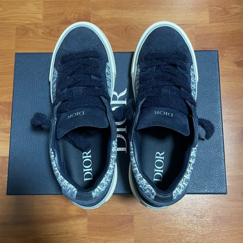 Dior迪奧b33厚底板鞋 時尚CD滿印款 藍白色 44碼-3
