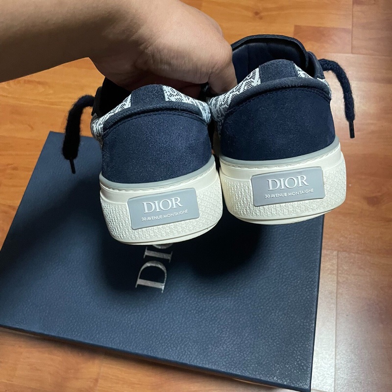 Dior迪奧b33厚底板鞋 時尚CD滿印款 藍白色 44碼-4