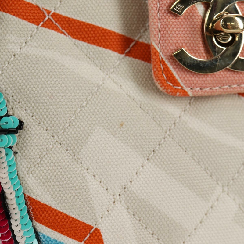 【日本直送】香奈兒 (CHANEL) 絎縫鏈條肩背包 粉紅金色雙C標誌帆布 Auth 128939SAM-1