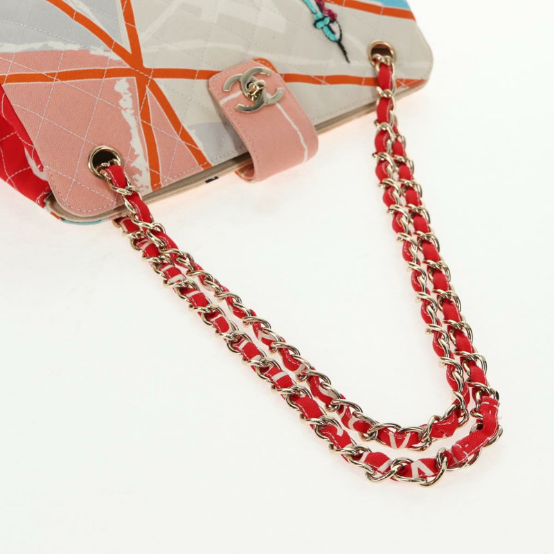 【日本直送】香奈兒 (CHANEL) 絎縫鏈條肩背包 粉紅金色雙C標誌帆布 Auth 128939SAM-7