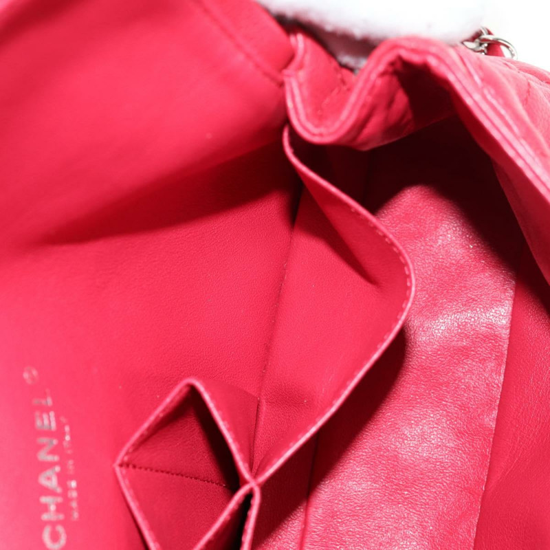 【日本直送】香奈兒魚子醬皮紅色銀色雙C鏈條肩背包 Auth 139978SM-26