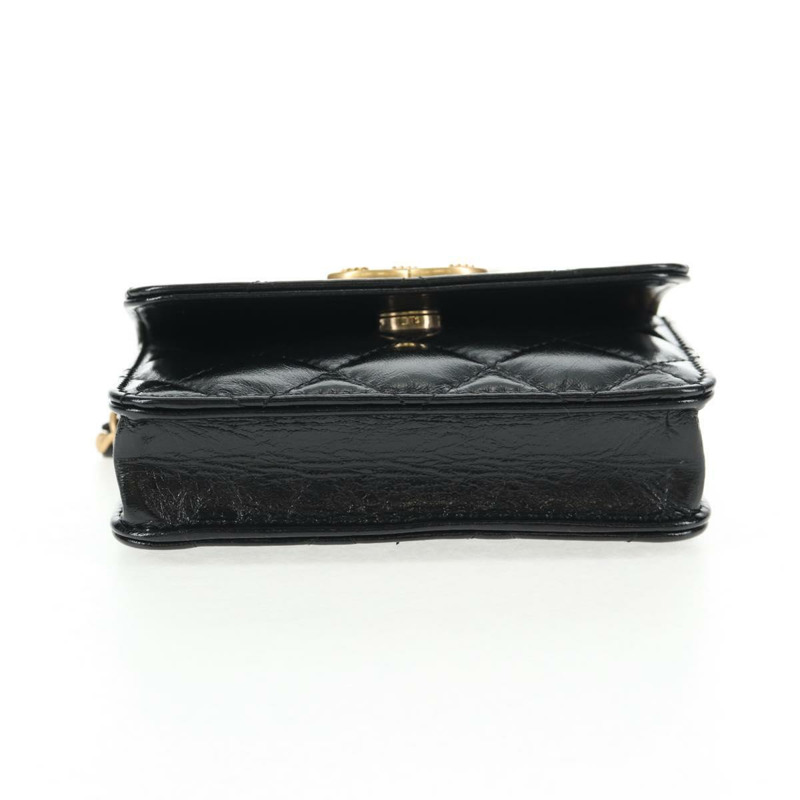 【日本直送】香奈兒 (CHANEL) Matelasse Chain 迷你單肩包，小牛皮材質，黑色，金色雙C標誌，正品編號 142563SAM-4