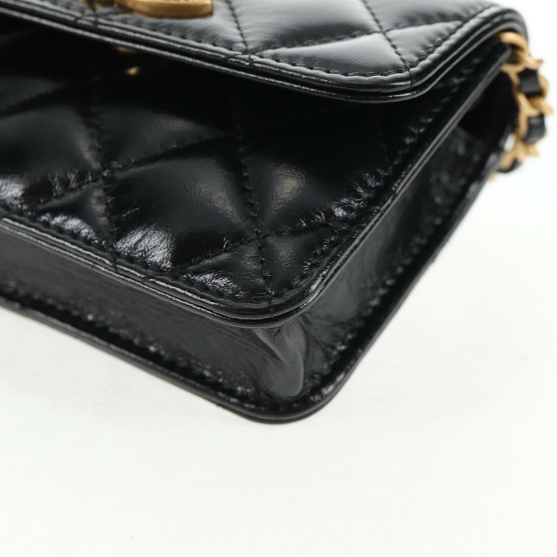 【日本直送】香奈兒 (CHANEL) Matelasse Chain 迷你單肩包，小牛皮材質，黑色，金色雙C標誌，正品編號 142563SAM-15