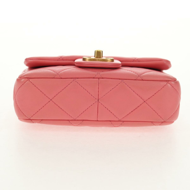 【日本直送】香奈兒 (CHANEL) 迷你絎縫 17 單翻蓋鏈條羊皮粉紅色 AS3114 CC Auth 144652SAM-4