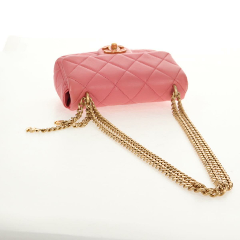 【日本直送】香奈兒 (CHANEL) 迷你絎縫 17 單翻蓋鏈條羊皮粉紅色 AS3114 CC Auth 144652SAM-6