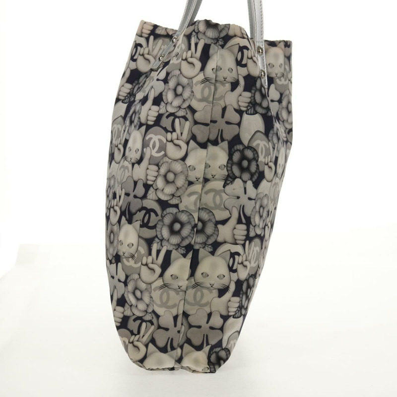 【日本直送】香奈兒 COCO 標誌手提包 尼龍 海軍藍 灰色 CC 正品 145888V-3