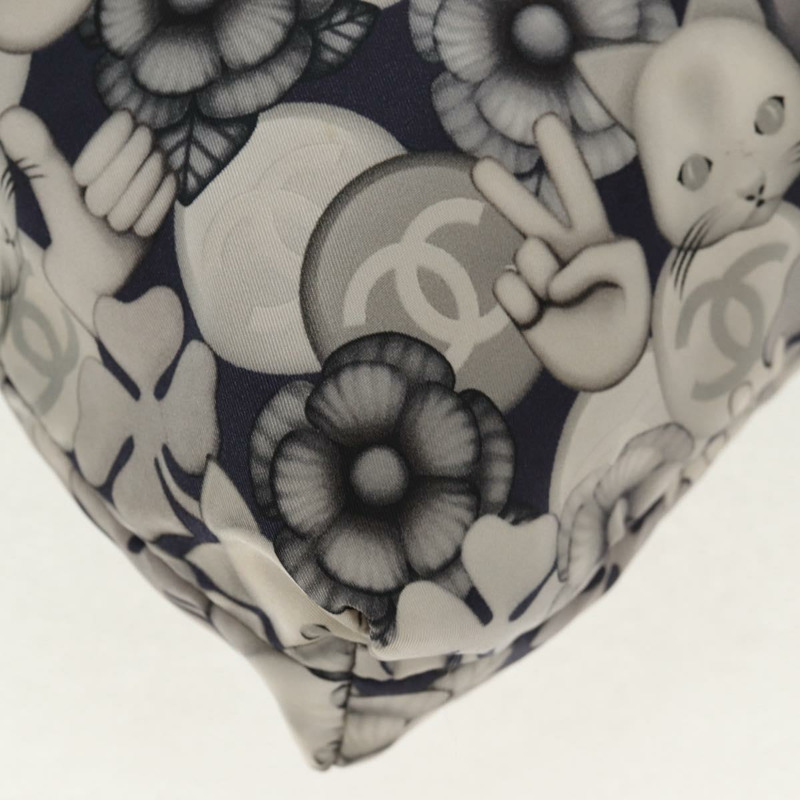 【日本直送】香奈兒 COCO 標誌手提包 尼龍 海軍藍 灰色 CC 正品 145888V-14