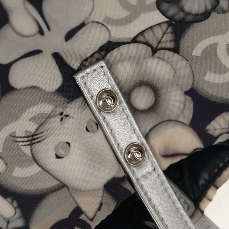 【日本直送】香奈兒 COCO 標誌手提包 尼龍 海軍藍 灰色 CC 正品 145888V-17