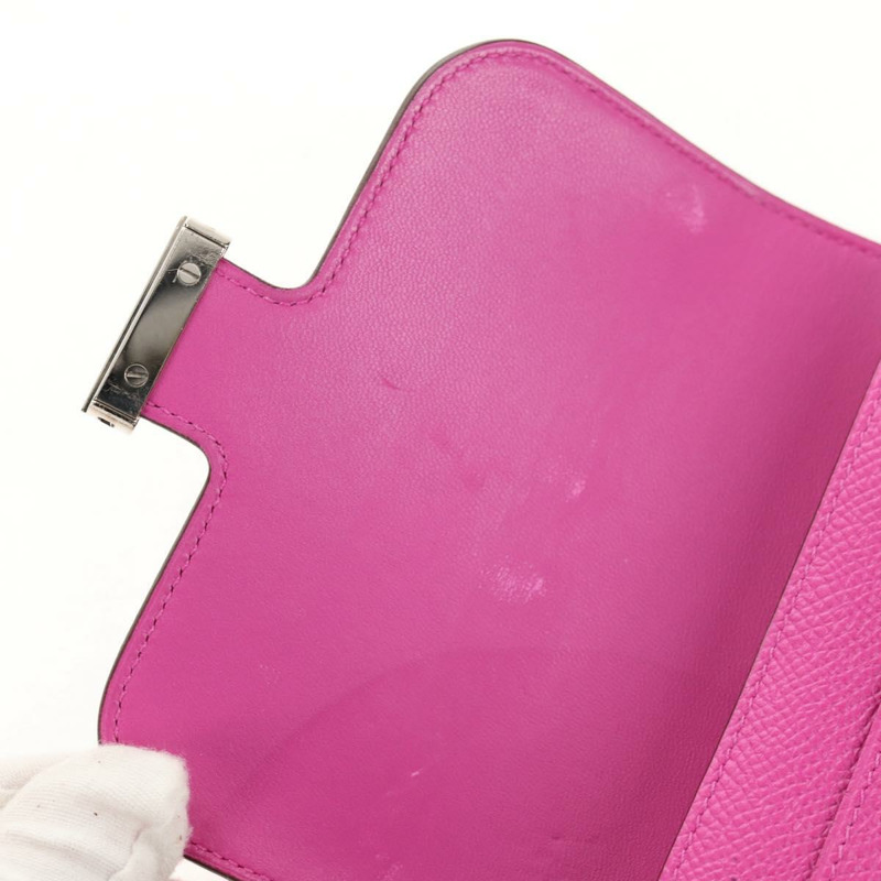 【日本直送】愛馬仕 Constance 迷你皮夾，紫色/粉紅色皮革，正品編號 142362SAM-7