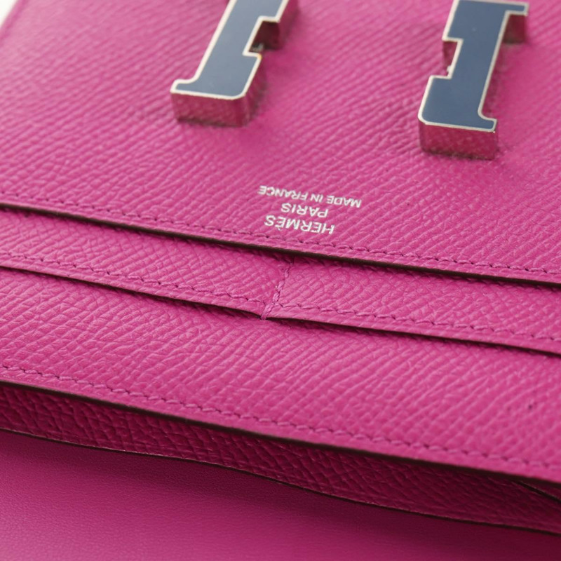 【日本直送】愛馬仕 Constance 迷你皮夾，紫色/粉紅色皮革，正品編號 142362SAM-20