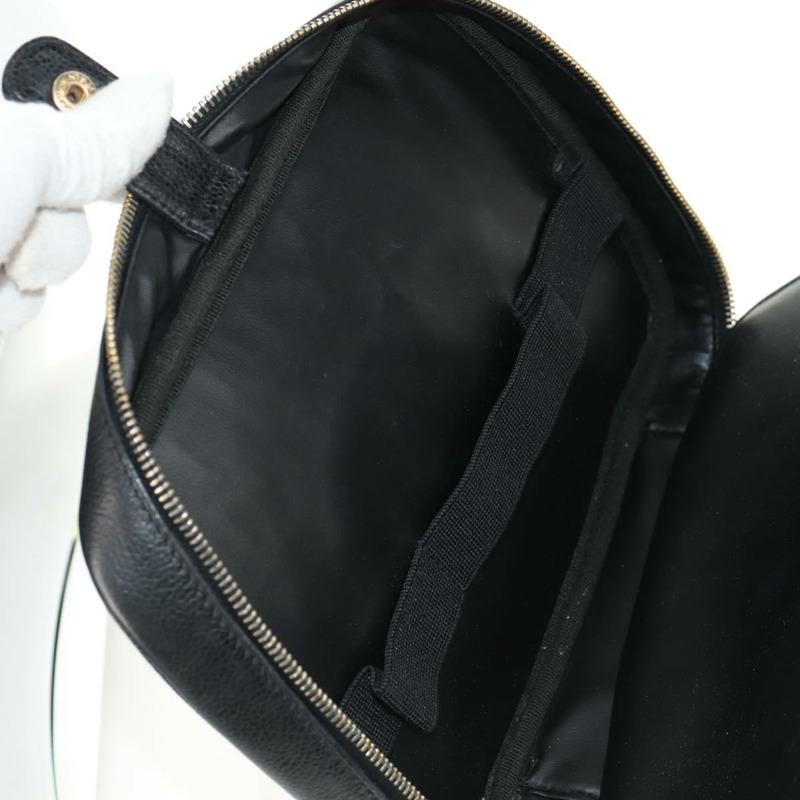 【日本直送】香奈兒 COCO 標誌化妝包，魚子醬皮，黑色，金色雙C標誌，正品編號 146602V-23