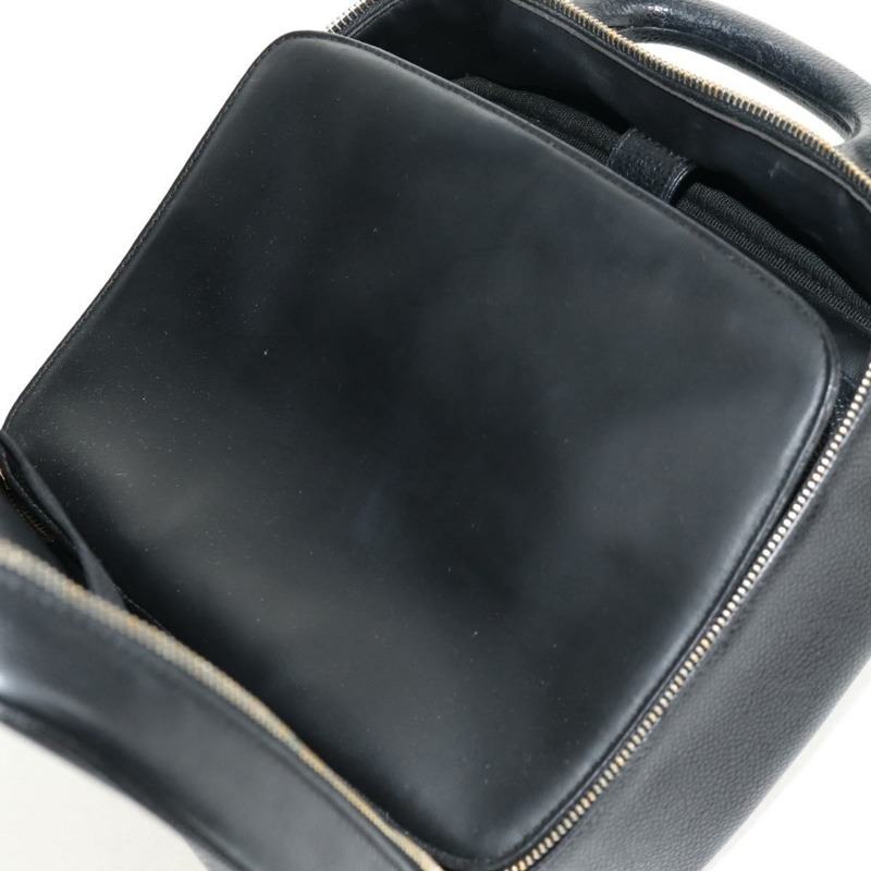 【日本直送】香奈兒 COCO 標誌化妝包，魚子醬皮，黑色，金色雙C標誌，正品編號 146602V-24