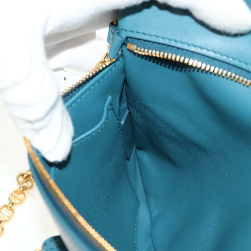 【日本直送】Christian Dior 鏈條雙肩包 皮革 藍色 金色 正品 147974SAM-24