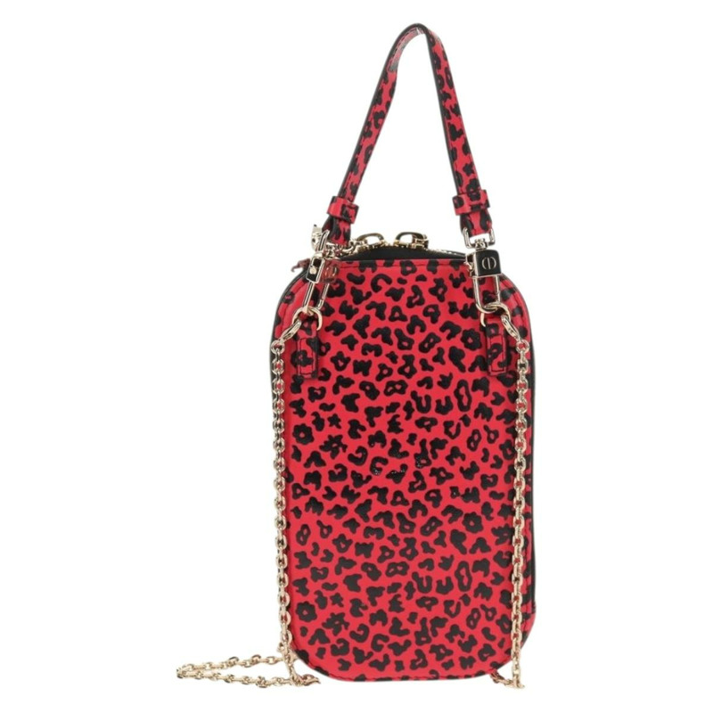 【日本直送】Christian Dior 鏈條手機包 皮革 2way 紅金 Auth 147971SAM-1