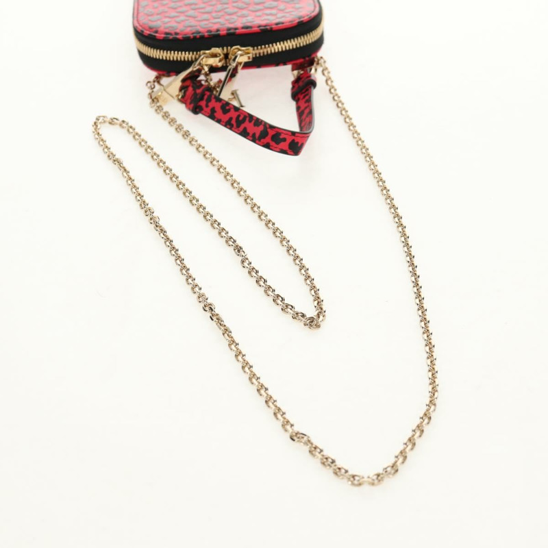 【日本直送】Christian Dior 鏈條手機包 皮革 2way 紅金 Auth 147971SAM-7