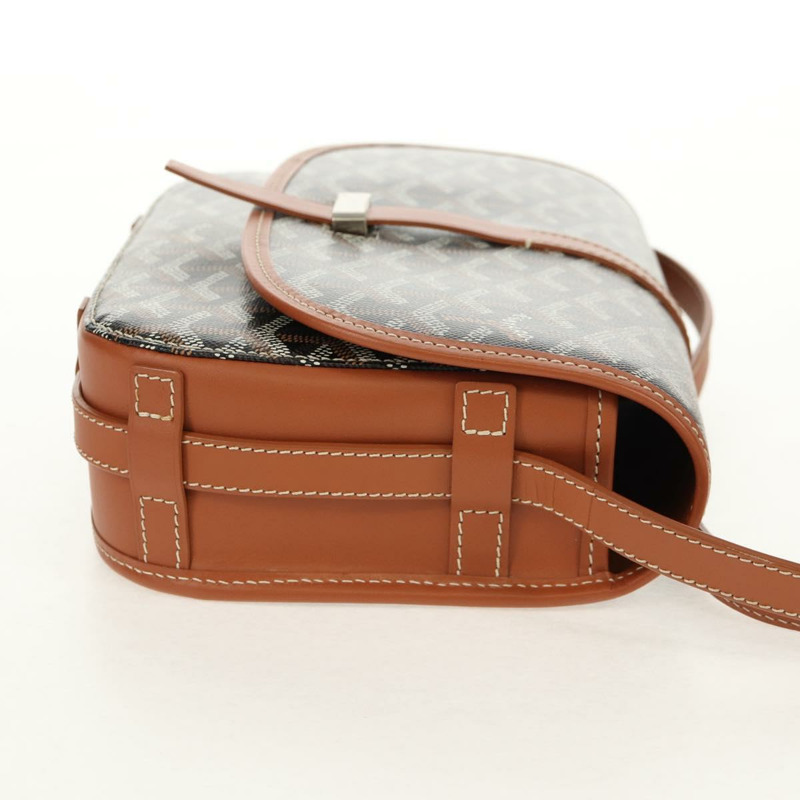 【日本直送】GOYARD 人字紋 Belvedere PM 單肩包 PVC 黑色銀色 正品 122843SAM-3