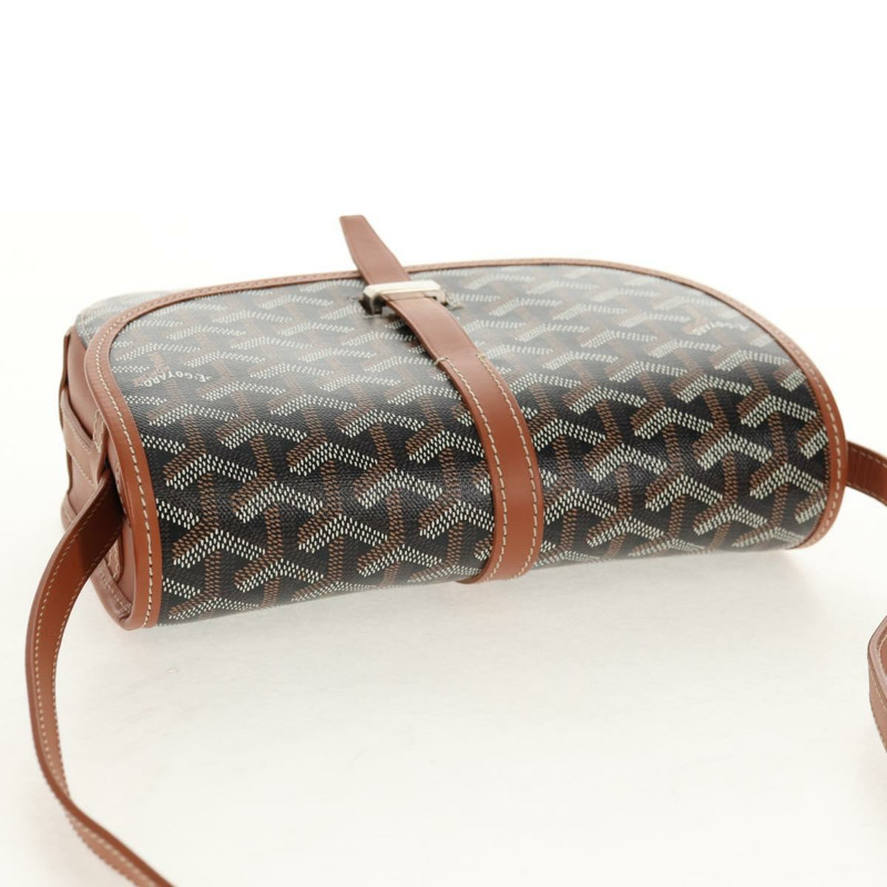 【日本直送】GOYARD 人字紋 Belvedere PM 單肩包 PVC 黑色銀色 正品 122843SAM-5