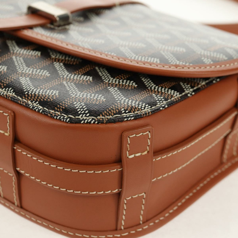 【日本直送】GOYARD 人字紋 Belvedere PM 單肩包 PVC 黑色銀色 正品 122843SAM-14